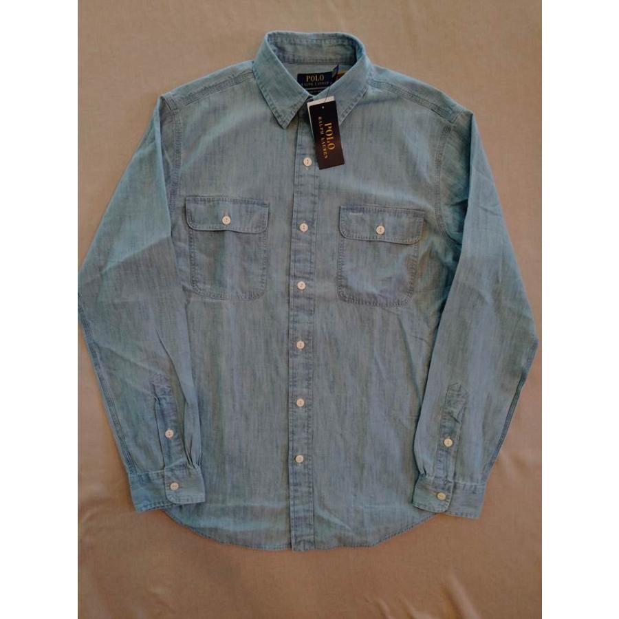 90s POLO SPORTSMAN ラルフ バックプリント シャンブレーシャツ POLO
