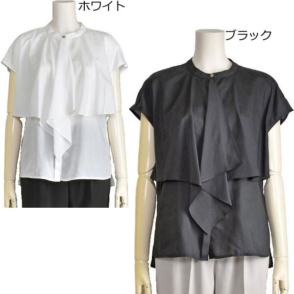 ブラウス レディース ボウタイ風 半袖 KOKIA 白 ホワイト 黒 ブラック きれいめ 上品 40代 50代 