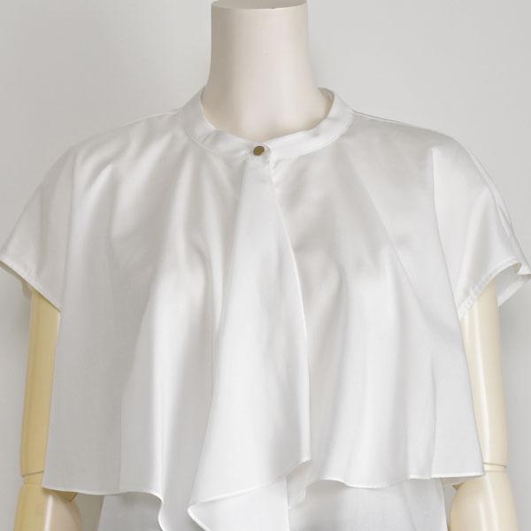 ブラウス レディース ボウタイ風 半袖 KOKIA 白 ホワイト 黒 ブラック きれいめ 上品 40代 50代 