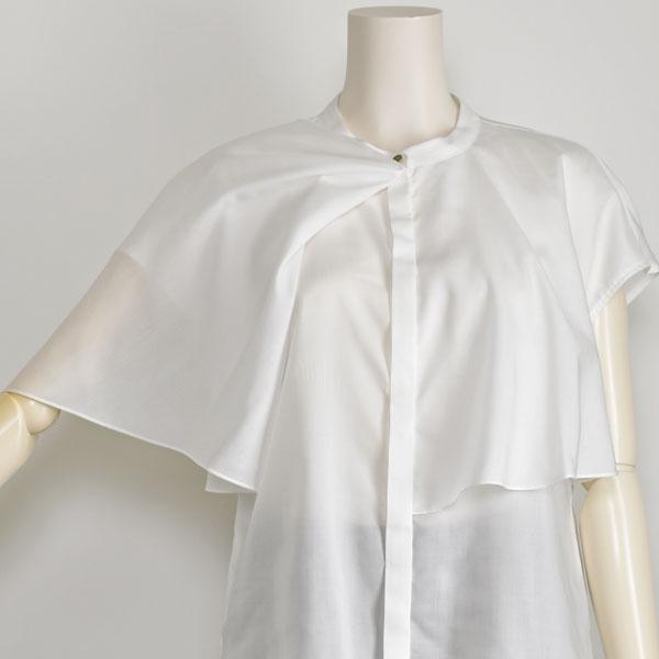 ブラウス レディース ボウタイ風 半袖 KOKIA 白 ホワイト 黒 ブラック きれいめ 上品 40代 50代 