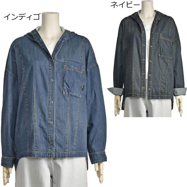 ayane アヤン デニム シャツ レディース フード付 ジャケット 秋