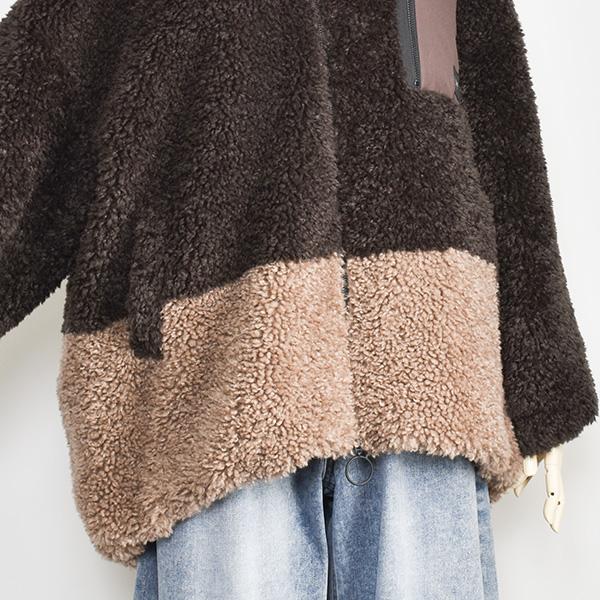 ayane ボアジャケット ayane アヤン ボア ジャケット レディース バイカラー ゆったり ロング