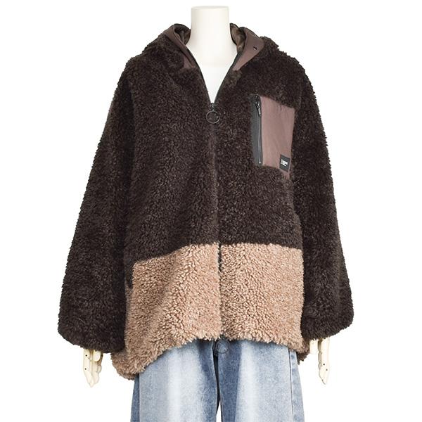 ayane アヤン ボア ジャケット レディース バイカラー ゆったり ロング