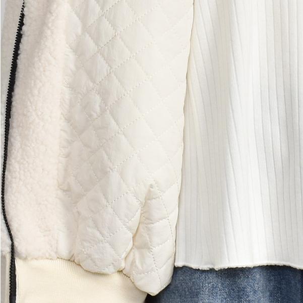 ayane アヤン ボア ジャケット バックロゴ レディース ホワイト モカ