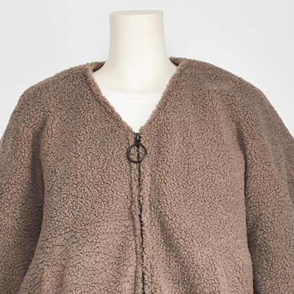 ayane アヤン ボア ジャケット バックロゴ レディース ホワイト モカ