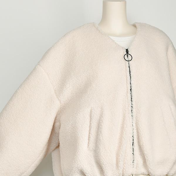 ayane アヤン ボア ジャケット バックロゴ レディース ホワイト モカ