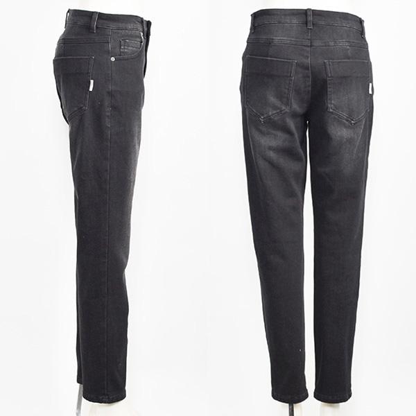 アヤン 裏起毛 デニム パンツ スキニー ジーンズ インディゴ ブラック