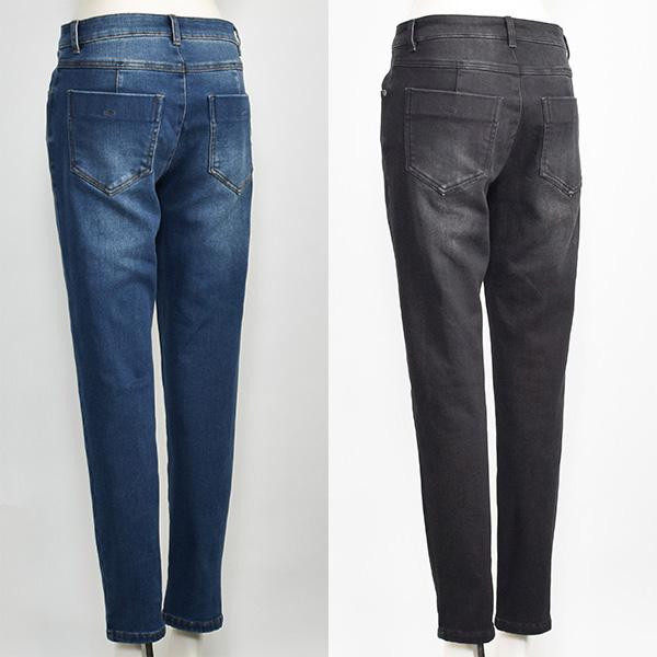 アヤン 裏起毛 デニム パンツ スキニー ジーンズ インディゴ ブラック