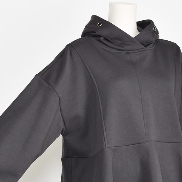 ayane アヤン 裏起毛 パーカー レディース 裾フレア ロング グレージュ