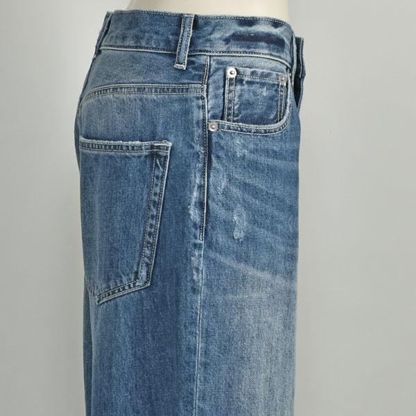 カフネ ダメージ ジーンズ レディース ゆったり ブリーチ インディゴ 40代 50代