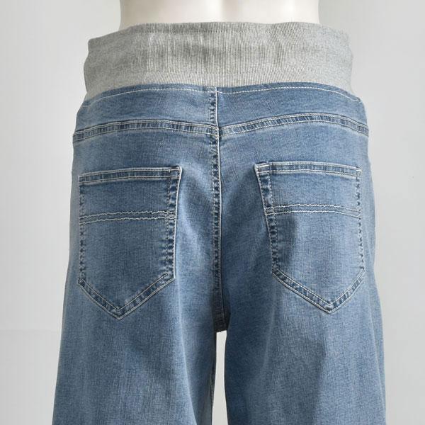 パシオーネ ワイド パンツ デニム ジーンズ ライトブルー ブリーチ ストレッチ 40代 50代_6