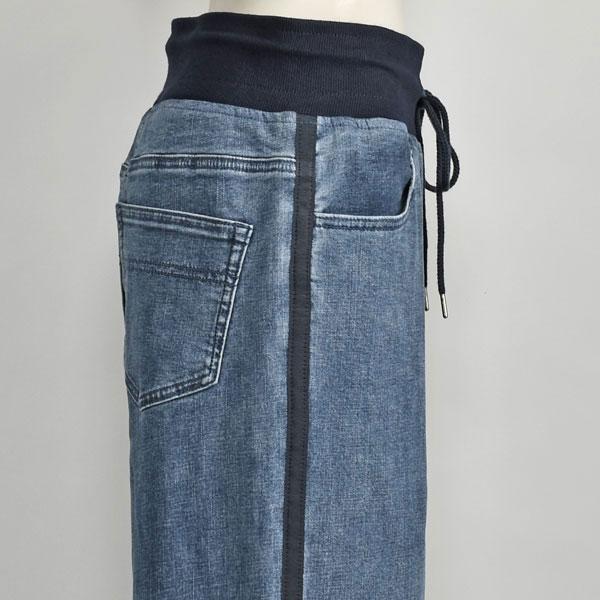 PASSIONE（パシオーネ） サイドライン ワイド デニム パンツ ブルー