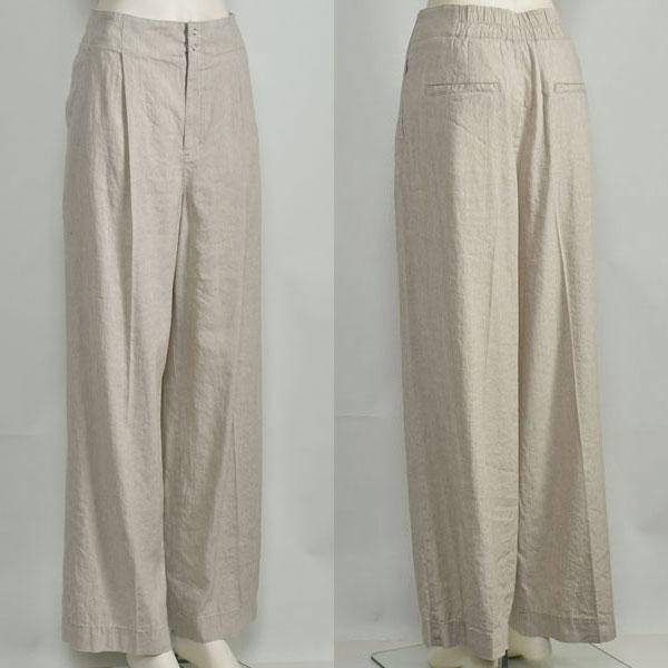 PASSIONE パシオーネ リネン タック ワイド パンツ レディース