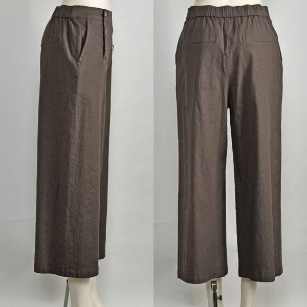 PASSIONE（パシオーネ） ワイド パンツ レディース 綿麻 ストレッチ