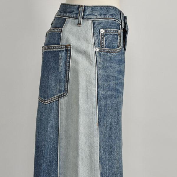 Cafune カフネ 配色 ワイド デニム レディース 美脚 サイド