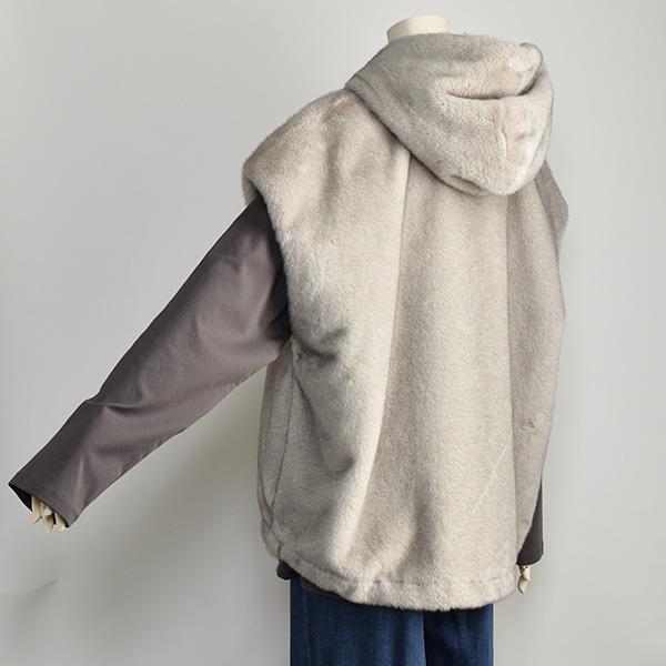 新品　パシオーネ　ボアロングジレベストグレー PASSIONE（パシオーネ） ボア ベスト ジレ レディース ロング 冬 オフ