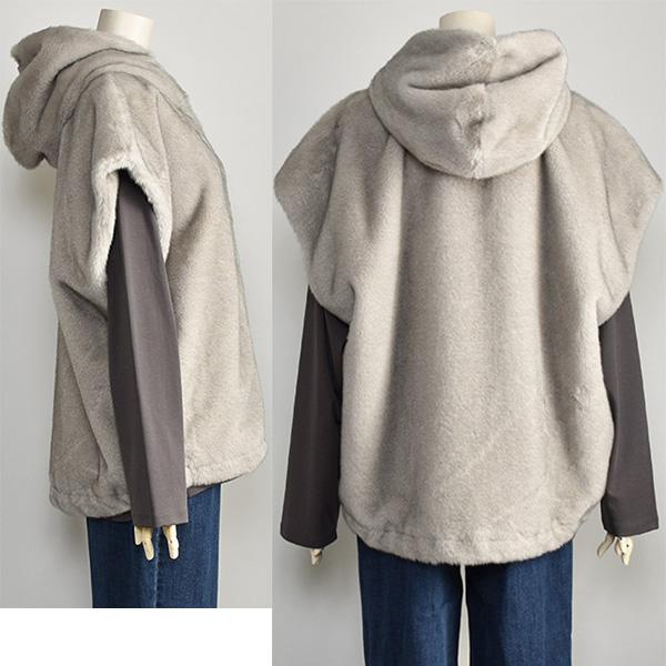 新品　パシオーネ　ボアロングジレベストグレー PASSIONE（パシオーネ） ボア ベスト ジレ レディース ロング 冬 オフ