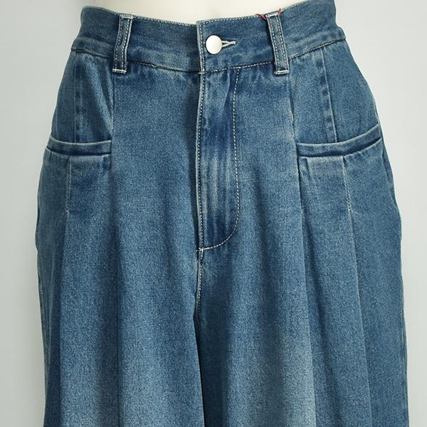 PASSIONE（パシオーネ） デニム ワイド パンツ レディース 脚長