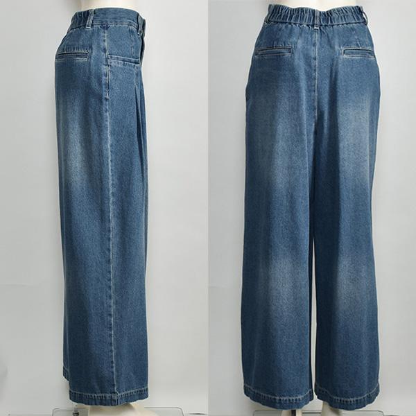 PASSIONE（パシオーネ） デニム ワイド パンツ レディース 脚長