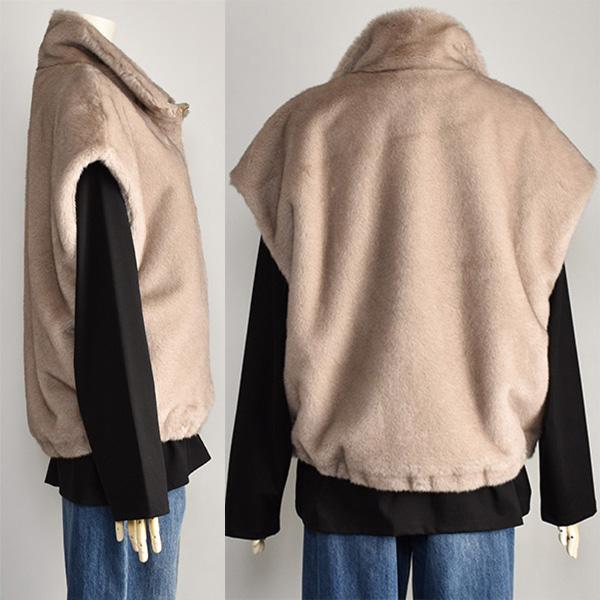 PASSIONE（パシオーネ） ベスト ジレ ファー レディース 襟付き 可愛い