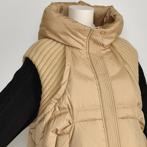雑誌掲載 パシオーネ ファー ペプラム ダウンベスト ツートン M ベージュ 雑誌掲載 パシオーネ ファー ペプラム ダウンベスト ツートン M