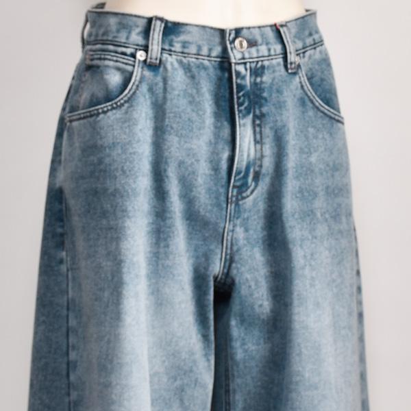 PASSIONE（パシオーネ） 裏起毛 カーブ デニム レディース ゆる