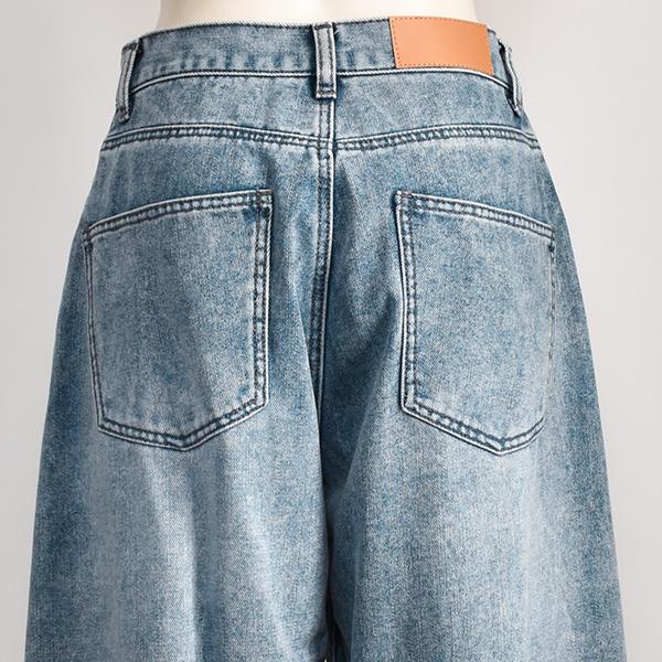 PASSIONE（パシオーネ） 裏起毛 カーブ デニム レディース ゆる