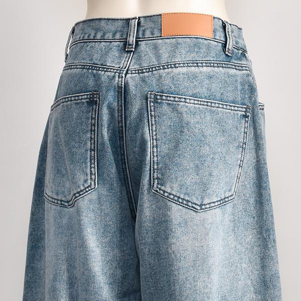 PASSIONE（パシオーネ） 裏起毛 カーブ デニム レディース ゆる