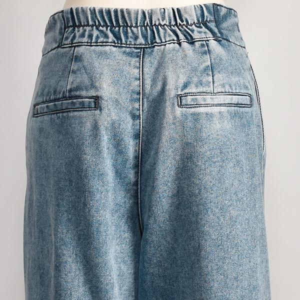 PASSIONE（パシオーネ） 裏起毛 デニム ワイド パンツ レディース