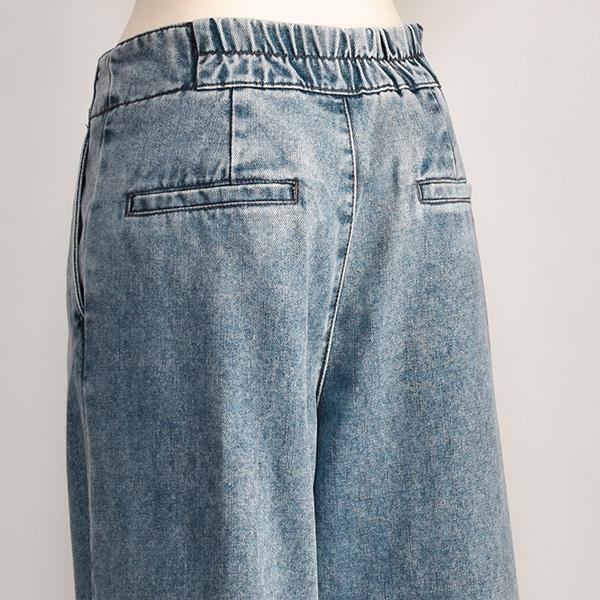 PASSIONE（パシオーネ） 裏起毛 デニム ワイド パンツ レディース