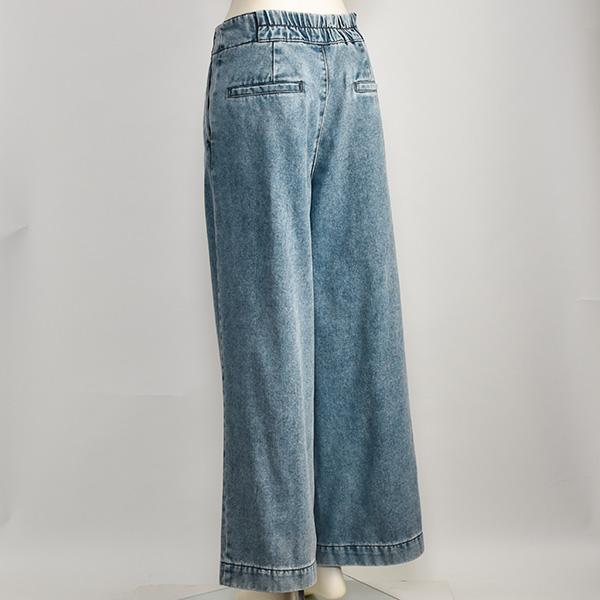 PASSIONE（パシオーネ） 裏起毛 デニム ワイド パンツ レディース