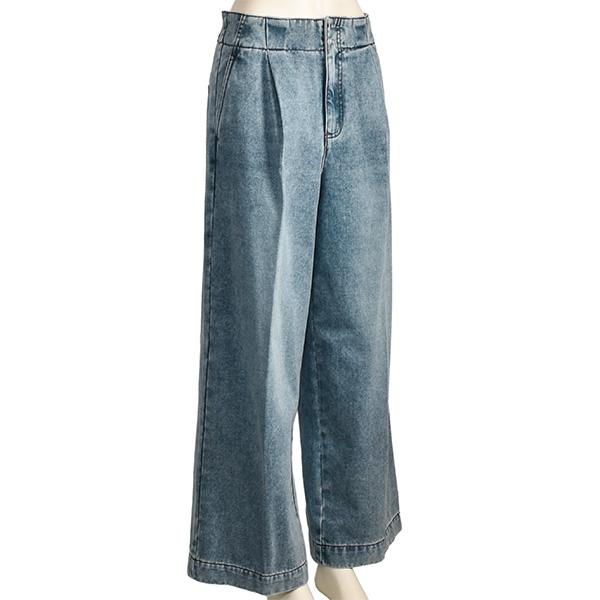 PASSIONE（パシオーネ） 裏起毛 デニム ワイド パンツ レディース