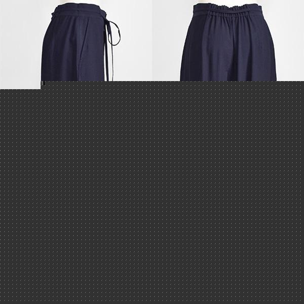 パシオーネ ワイド パンツ レディース 夏 ウエストゴム アイボリー カーキ ネイビー 40代 50代の画像