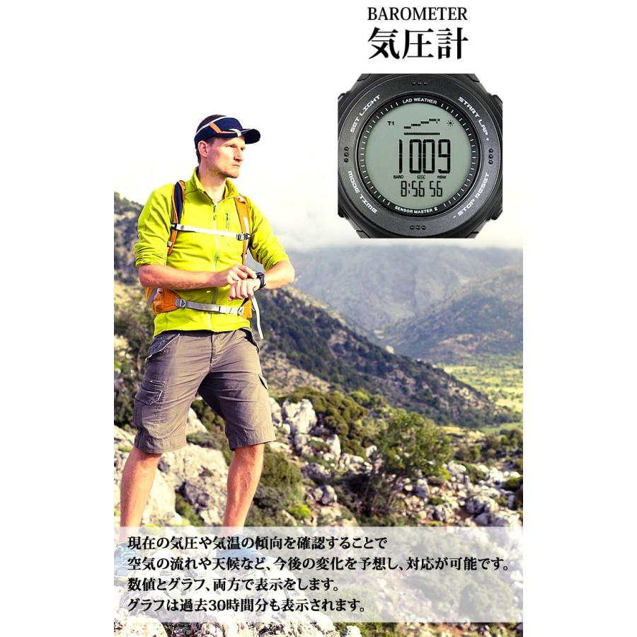 アウトドア腕時計 メンズ デジタル ウォッチ 高度計 気圧計 電子コンパス 温度計 歩数計 人気 ブランド ラドウェザー｜courage｜04