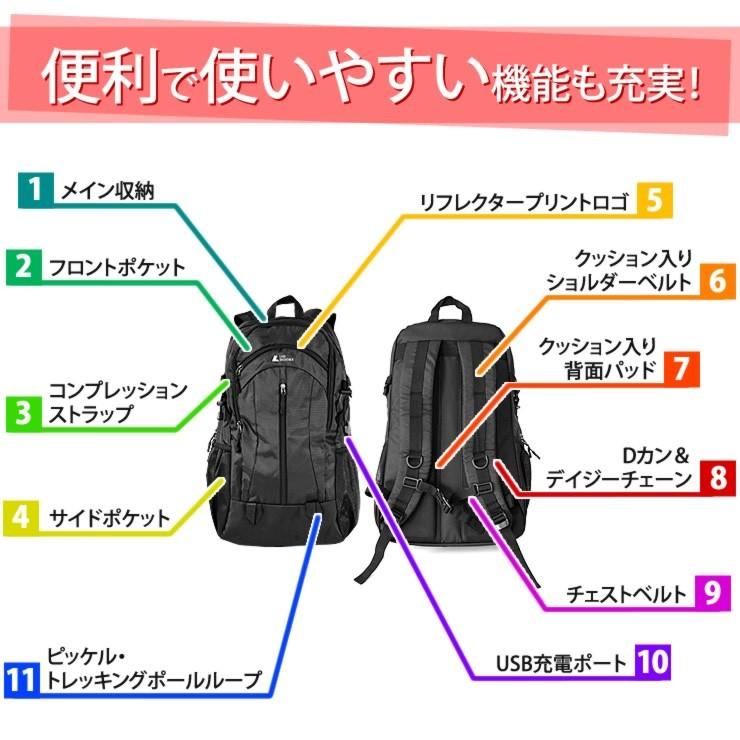 リュック メンズ レディース テフロン加工で水と汚れに強い 人気 リュックサック USB充電ポート 通勤 通学 旅行 キャンプ 防災 アウトドア バッグ 35L 大容量 | LAD WEATHER | 20