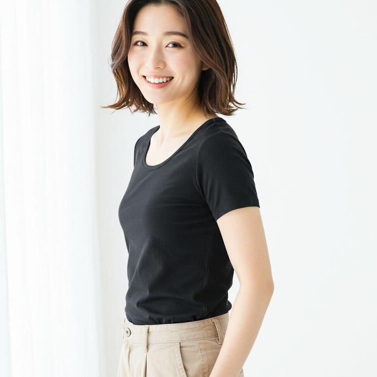 インナー レディース 2枚組 綿100インナー 半袖 下着 肌着 tシャツ トップス インナーシャツ 婦人 夏 冬 無地 シンプル Uネック 透けない コットン スーツ 白 黒 | LAD WEATHER | 14