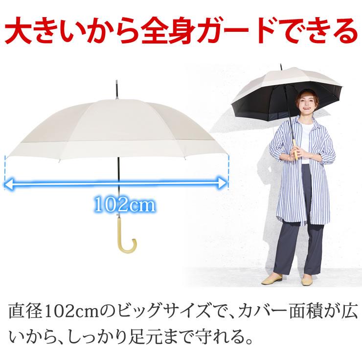 日傘 完全遮光 長傘 晴雨兼用 8本骨 ブラックコーティングで反射光も遮断 大きい102cm uvカット 100 遮光 レディース 雨傘 おしゃれ 軽量 紫外線対策 グッズ | LAD WEATHER | 12