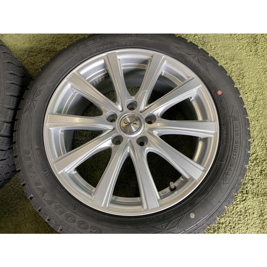 エスティマ、オデッセイなど　215/55R17 スタッドレス　美品 送料無料 スタッドレスセット グッドイヤー アイスナビ6 215