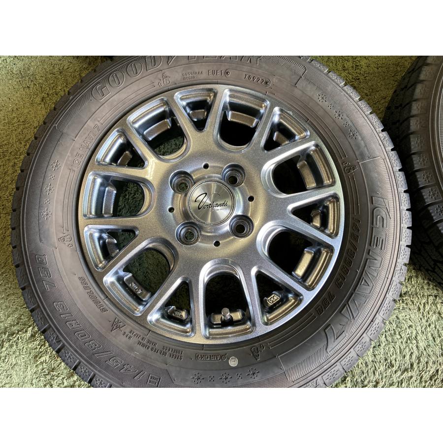 送料無料 スタッドレスセット 13in 4.0J +43 PCD100 グッドイヤー アイスナビ7 145/80R13 軽自動車全般 タント ミラ ワゴンRの画像