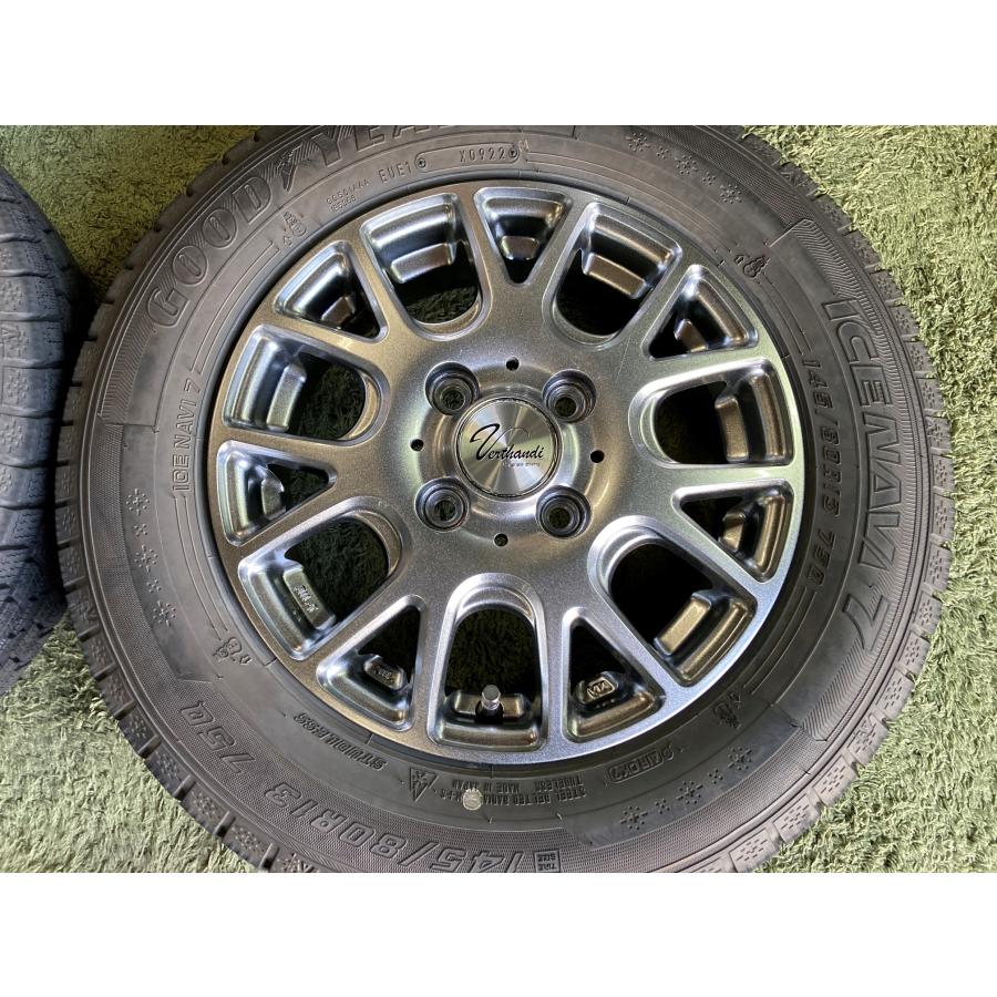 送料無料 スタッドレスセット 13in 4.0J +43 PCD100 グッドイヤー アイスナビ7 145/80R13 軽自動車全般 タント ミラ ワゴンRの画像