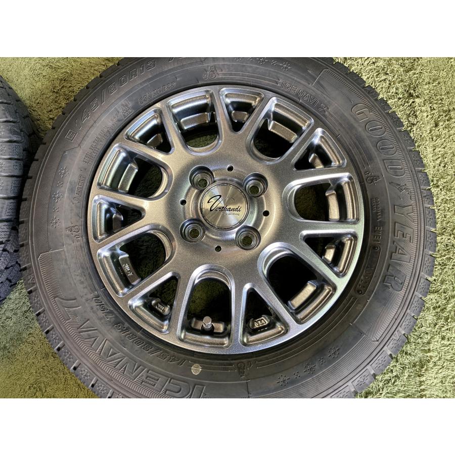 送料無料 スタッドレスセット 13in 4.0J +43 PCD100 グッドイヤー アイスナビ7 145/80R13 軽自動車全般 タント ミラ ワゴンRの画像