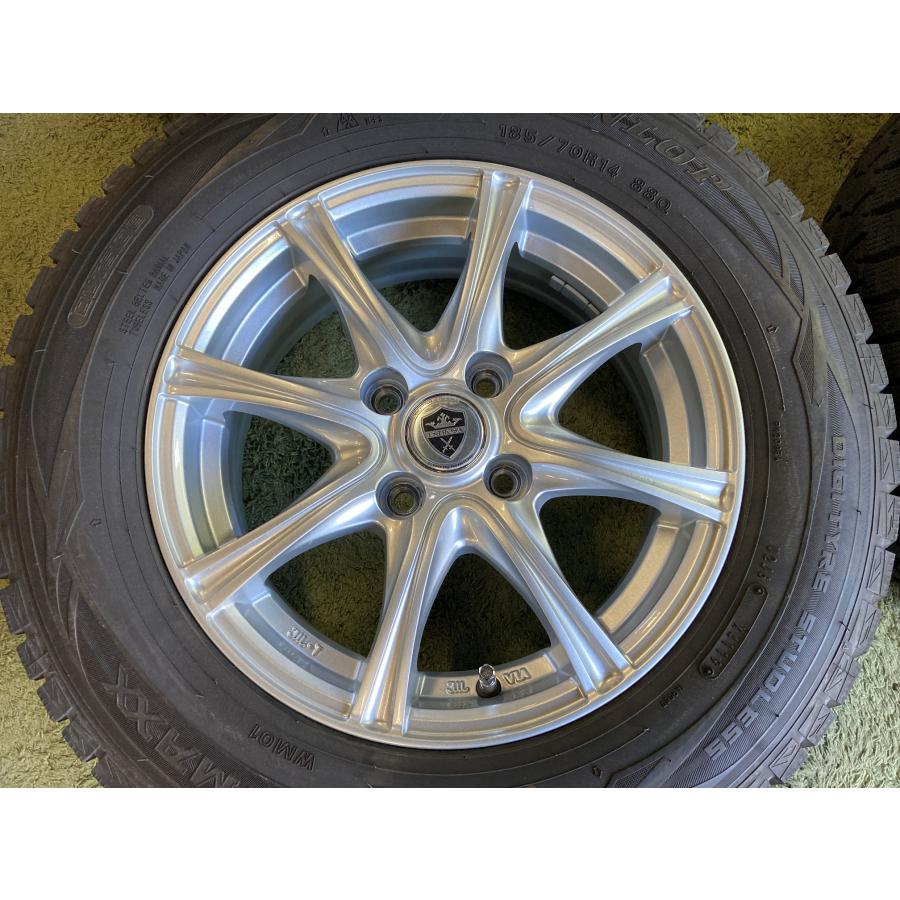 送料無料 スタッドレスセット 14in 5.5J +38 4H100 ダンロップ ウィンターマックス01 185/70R14 カローラフィールダー ノート ティーダの画像