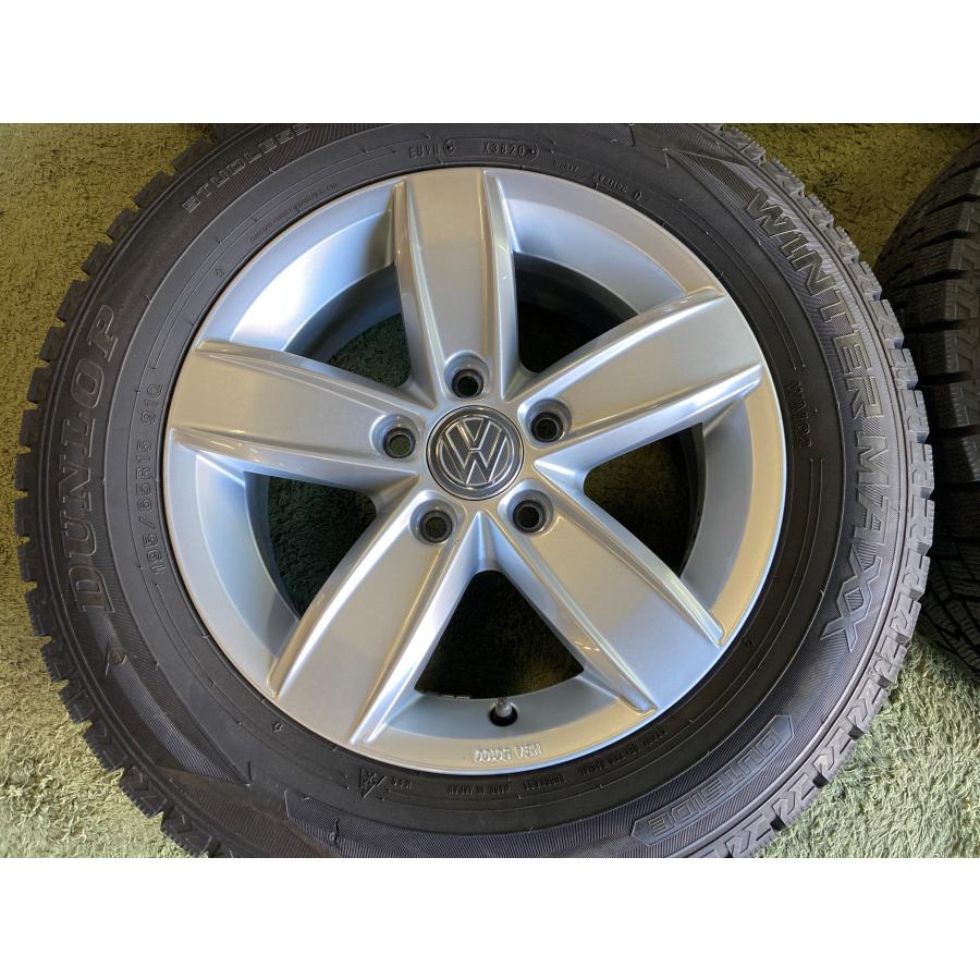 送料無料 スタッドレスセット VW ゴルフ 純正ホイール 15in 6.0J +43 5H112 ダンロップ ウィンターマックス02 195/65R15の画像