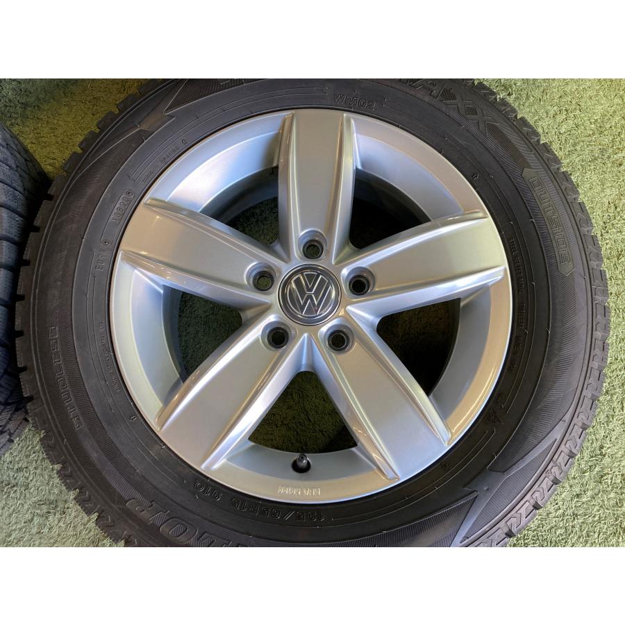 送料無料 スタッドレスセット VW ゴルフ 純正ホイール 15in 6.0J +43 5H112 ダンロップ ウィンターマックス02 195/65R15の画像