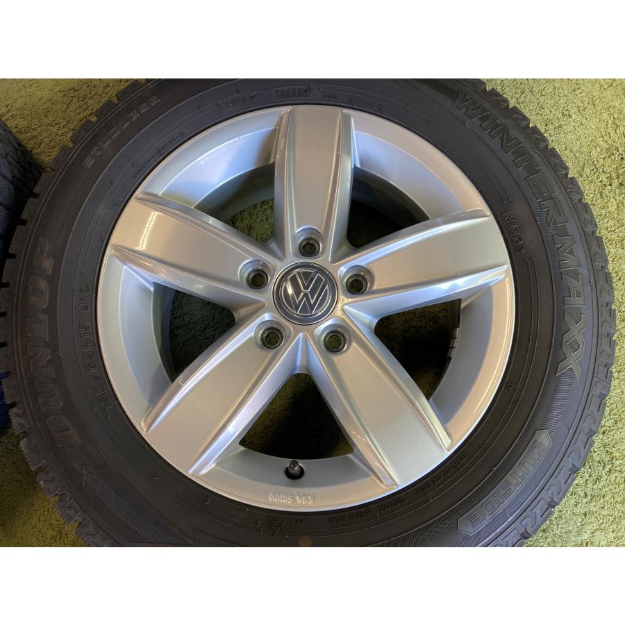 送料無料 スタッドレスセット VW ゴルフ 純正ホイール 15in 6.0J +43 5H112 ダンロップ ウィンターマックス02 195/65R15の画像