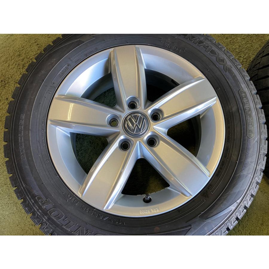 送料無料 スタッドレスセット VW ゴルフ 純正ホイール 15in 6.0J +43 5H112 ダンロップ ウィンターマックス02 195/65R15の画像