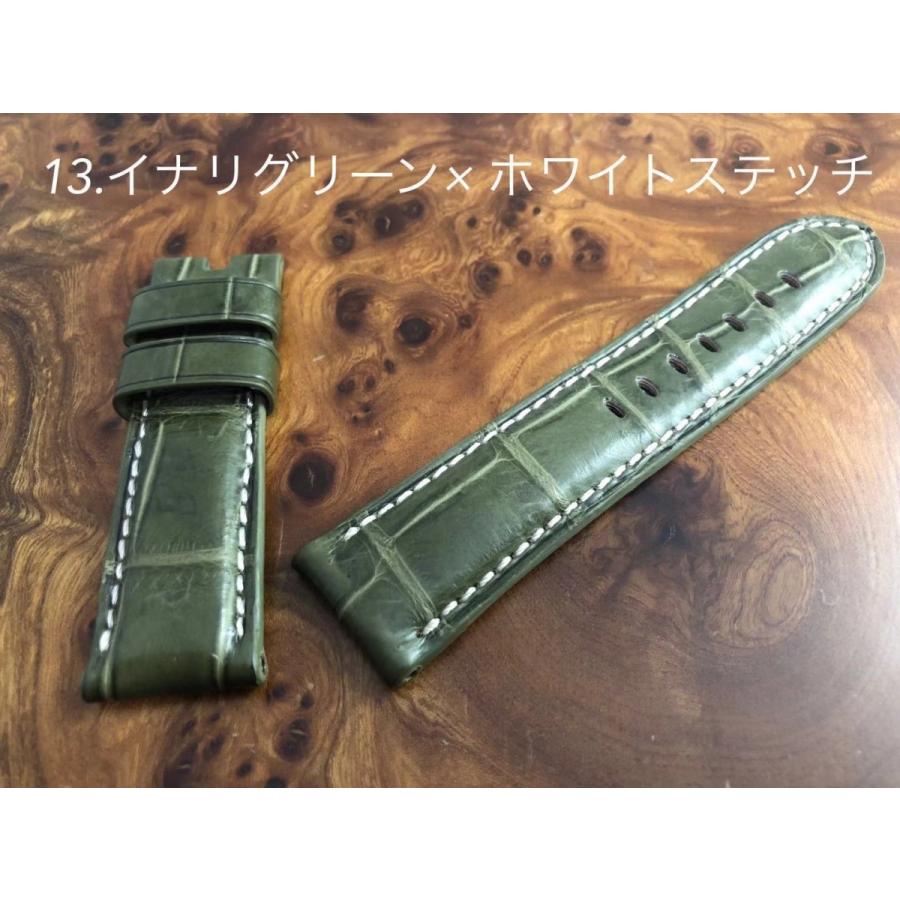 CousuMain　24mm-22mm　両面(クロコダイル）アリゲーター　尾錠用　Ｄバックル用　（パネライ　PANERAI）向　白ステッチ　腕時計ベルト｜cousumain-y｜18