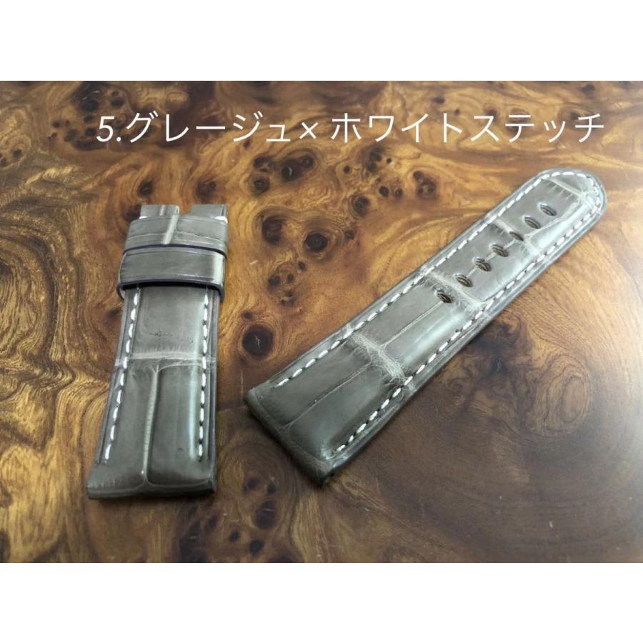 CousuMain　24mm-22mm　両面(クロコダイル）アリゲーター　尾錠用　Ｄバックル用　（パネライ　PANERAI）向　白ステッチ　腕時計ベルト｜cousumain-y｜10