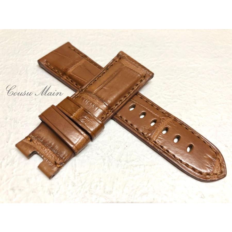 超人気の Cousumain 24mm 22mm クロコダイル 両面 ｄバックル用 手縫い クロコ時計ベルト Panerai パネライ ４４ｍｍケース 向 R421 時間指定不可 Istx Edu Ec