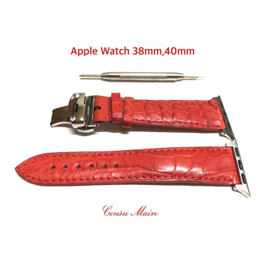 アップルウォッチ apple watch series 9,8,7,6,SE,5,4,3,2,1 38mm 40mm 41mm クロコダイル  両面アダプター 18mmＤバックル 取付工具セット R715｜cousumain-y